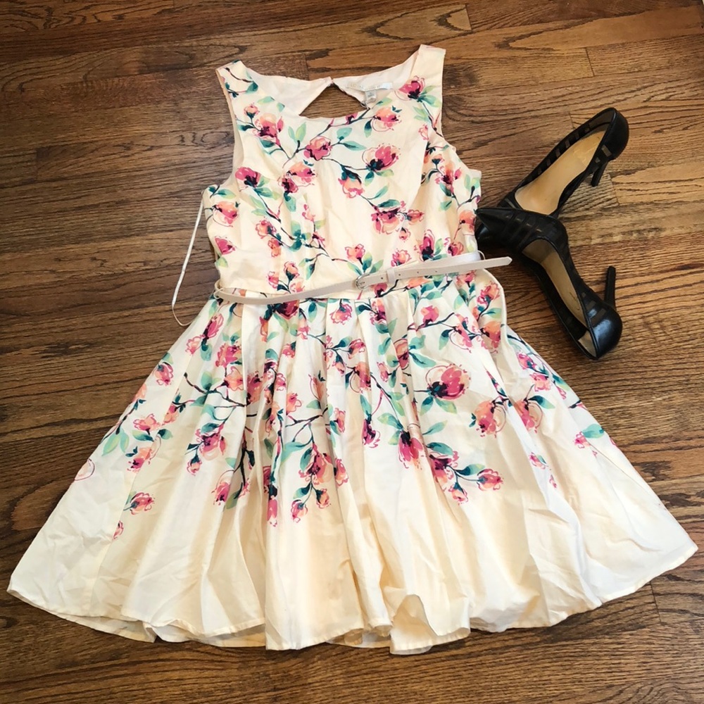 Belted floral Lauren Conrad dress